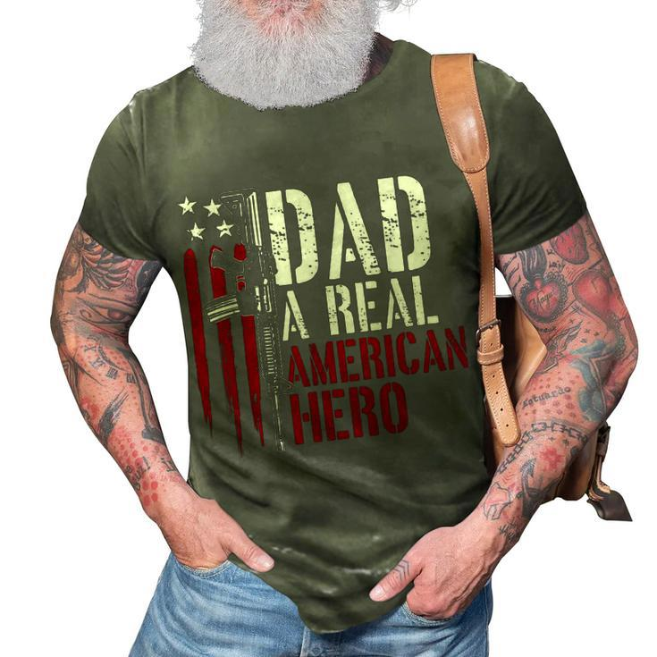 Mens Dad A Real American Hero Daddy Gun Rights Ar-15 4Th Of July  3D Print Casual Tshirt
