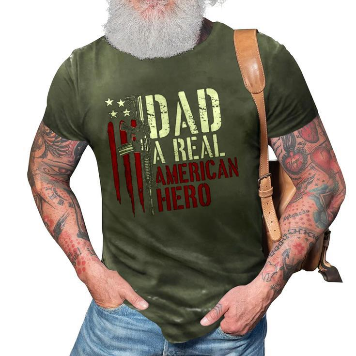 Mens Dad A Real American Hero Daddy Gun Rights Ar-15 Ver2 3D Print Casual Tshirt