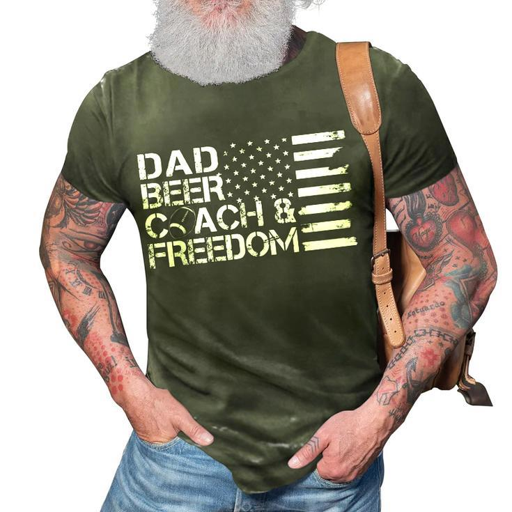 Mens Dad Beer Coach & Freedom Football Us Flag 4Th Of July  3D Print Casual Tshirt