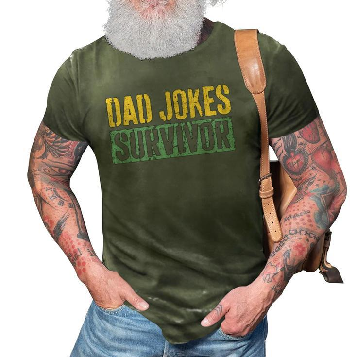 Mens Dad Jokes Survivor Fathers Day 3D Print Casual Tshirt
