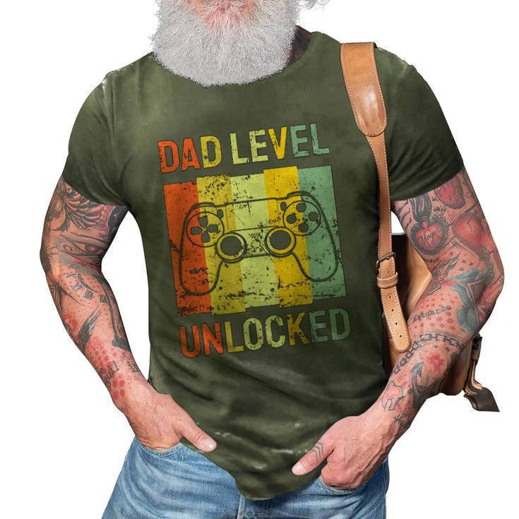 Mens Dad Level Unlocked Soon To Be Father Pregnancy Announcement 3D Print Casual Tshirt