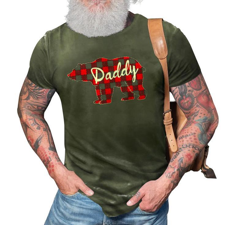 Mens Daddy Bear Buffalo Plaid Family Matching Fathers Day 3D Print Casual Tshirt