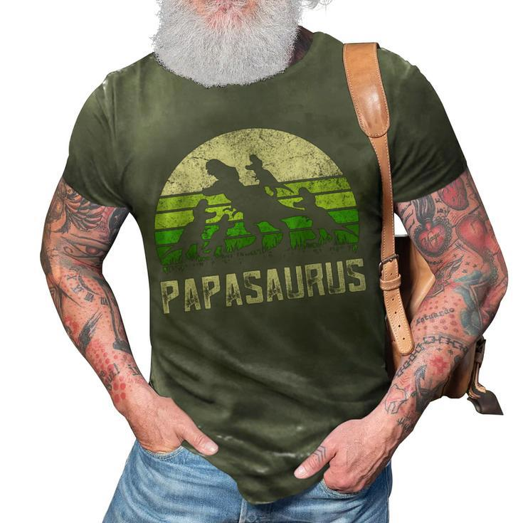 Mens Funny Grandpa  Papasaurus Dinosaur 4 Kids Fathers Day  3D Print Casual Tshirt