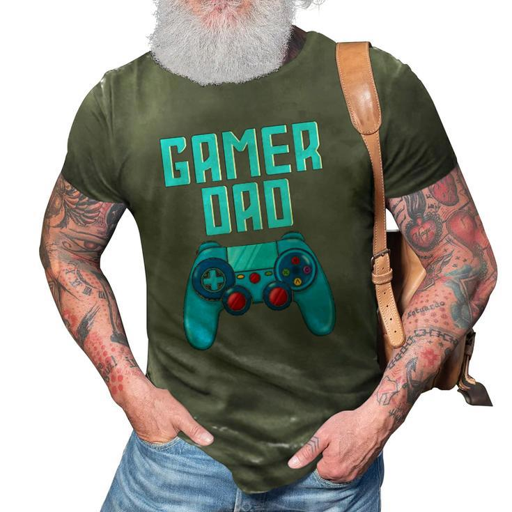 Mens Gamer Dad Cute Video Gaming Fathers Day Game Controller 3D Print Casual Tshirt