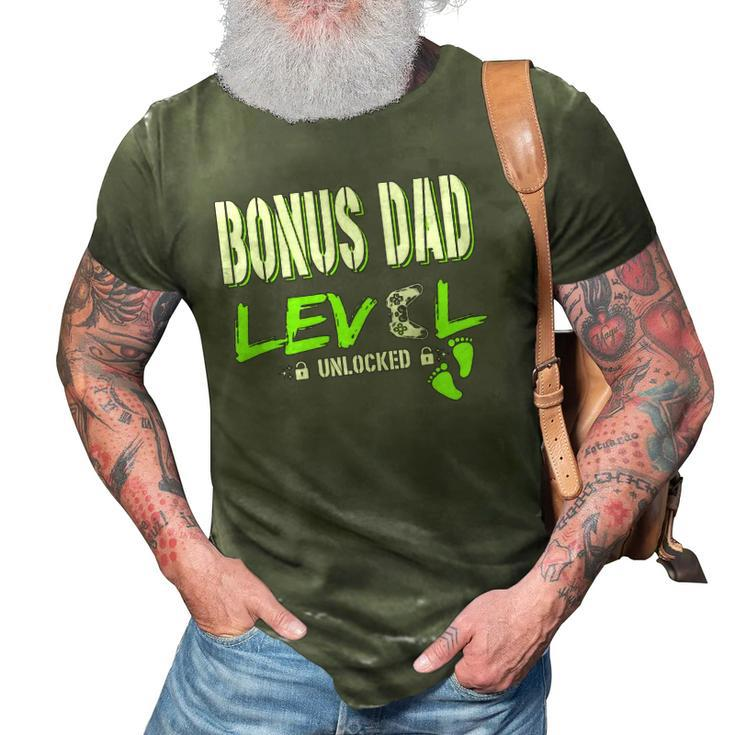 Mens Gaming Bonus Dad Level Unlocked Gamer Leveled Up Fathers 3D Print Casual Tshirt