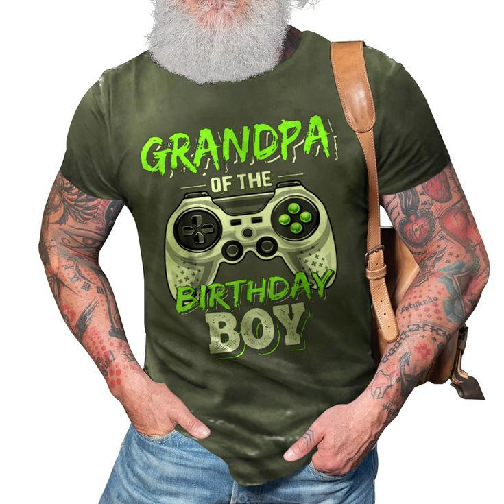 Mens Grandpa Of The Birthday Boy Matching Video Game  3D Print Casual Tshirt