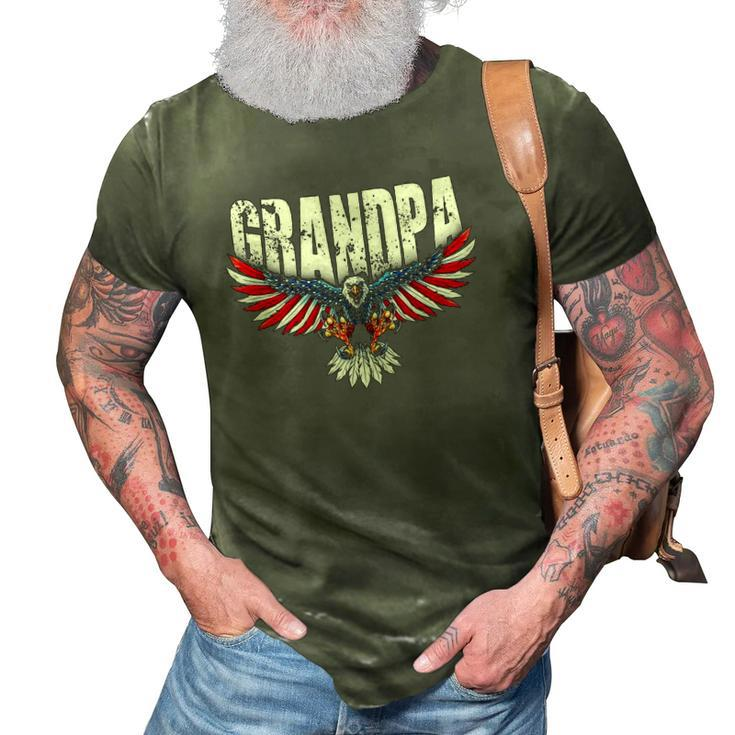 Mens Grandpa Vintage Usa Flag Bald Eagle Patriotic 4Th Of July  3D Print Casual Tshirt