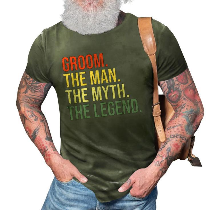 Mens Groom The Man The Myth The Legend Bachelor Party Engagement 3D Print Casual Tshirt