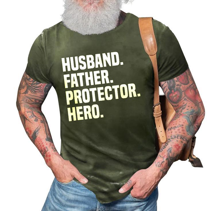 Mens Husband Father Protector Hero Funny Fathers Day 3D Print Casual Tshirt