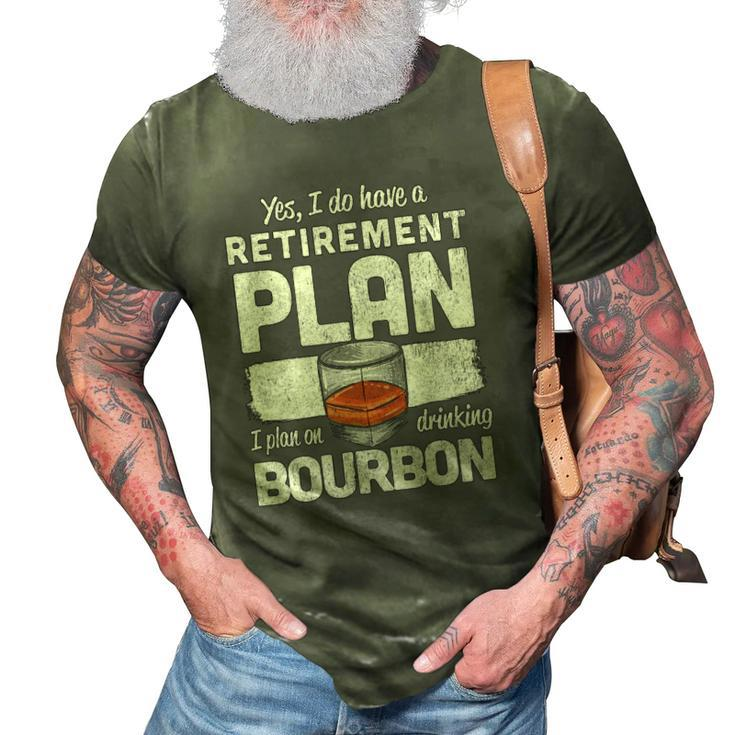 Mens Kentucky Bourbon Whiskey Retirement Gift Malt Whisky Retiree 3D Print Casual Tshirt