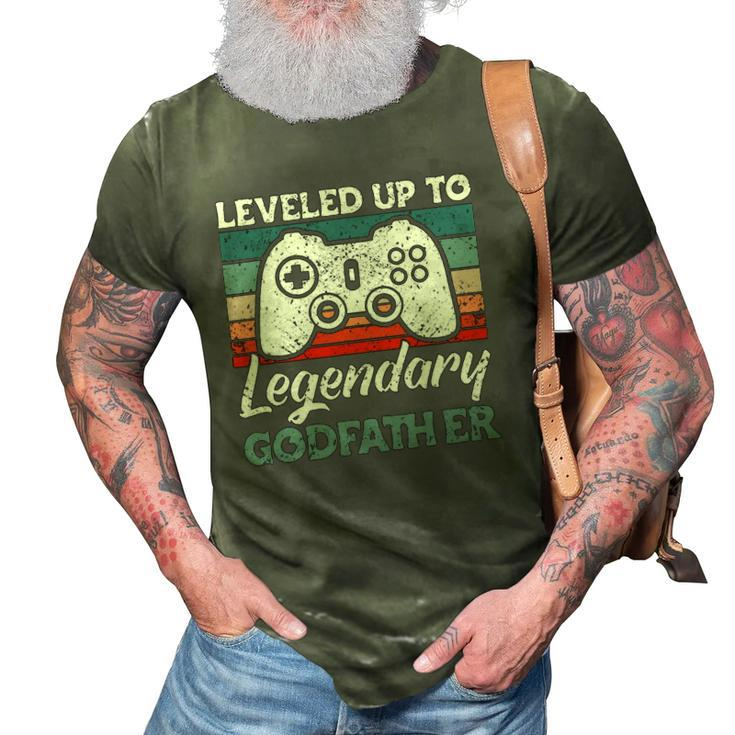 Mens Leveled Up To Legendary Godfather - Uncle Godfather 3D Print Casual Tshirt