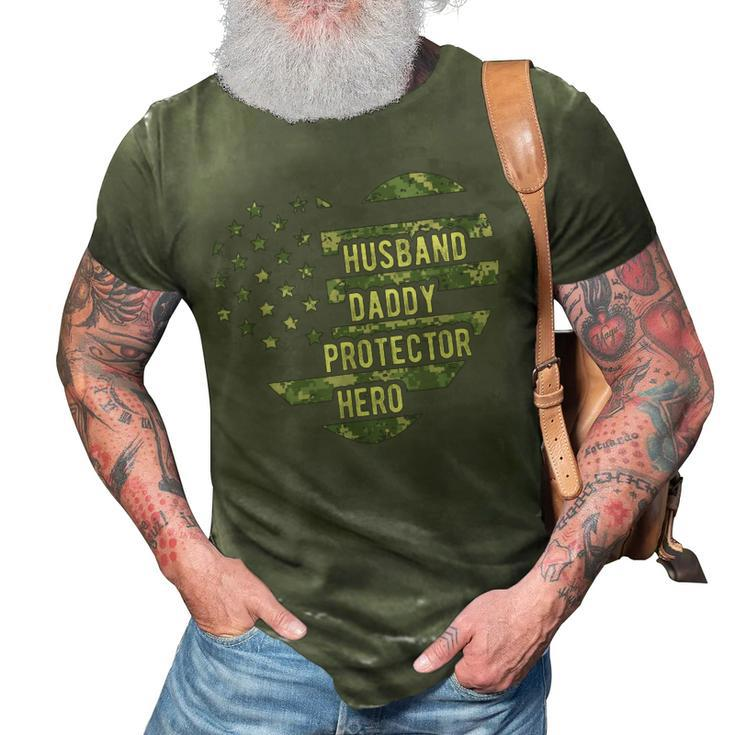 Mens Mens Husband Daddy Protector Heart Camoflage Fathers Day  3D Print Casual Tshirt