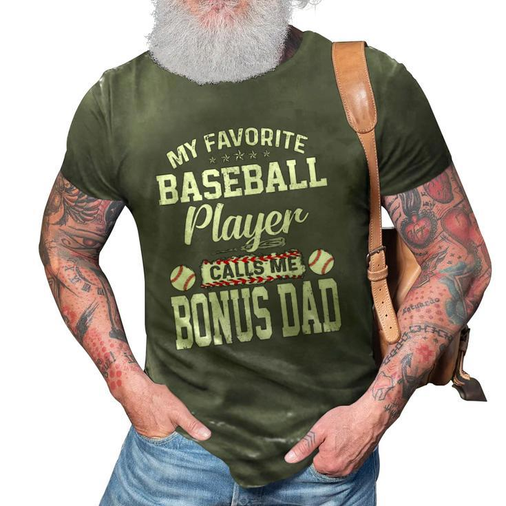 Mens My Favorite Baseball Player Calls Me Bonus Dad Funny Bonus 3D Print Casual Tshirt
