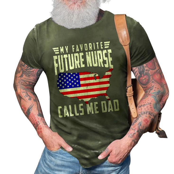 Mens My Favorite Future Nurse Calls Me Dad Usa Flag Fathers Day 3D Print Casual Tshirt