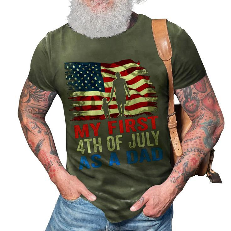 Mens My First 4Th Of July As A Dad July 4Th New Dad Usa Flag  3D Print Casual Tshirt