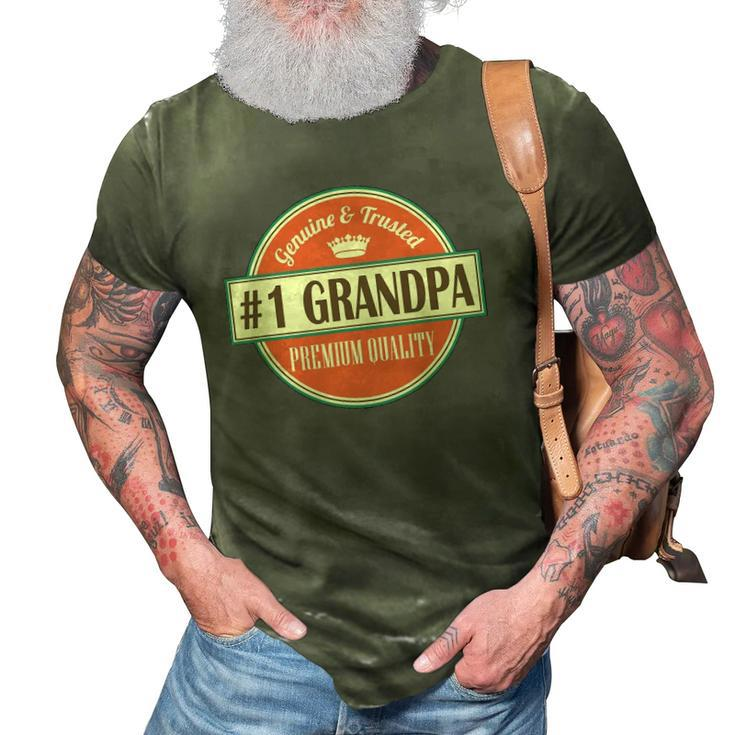 Mens Number 1 Grandpa 1 Grandfather Fathers Day Gift 3D Print Casual Tshirt
