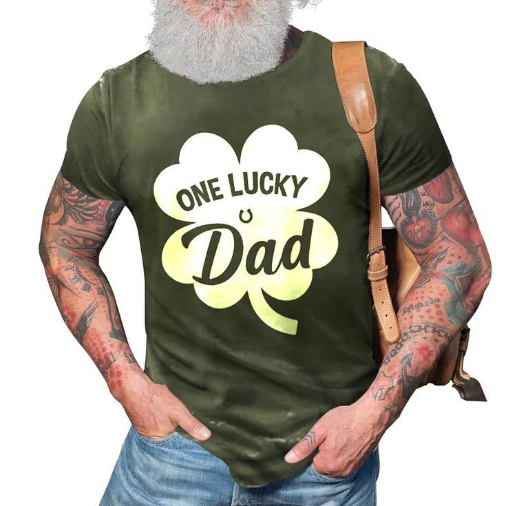 Mens One Lucky Dad Shamrock Four Leaf Clover St Patricks Day 3D Print Casual Tshirt