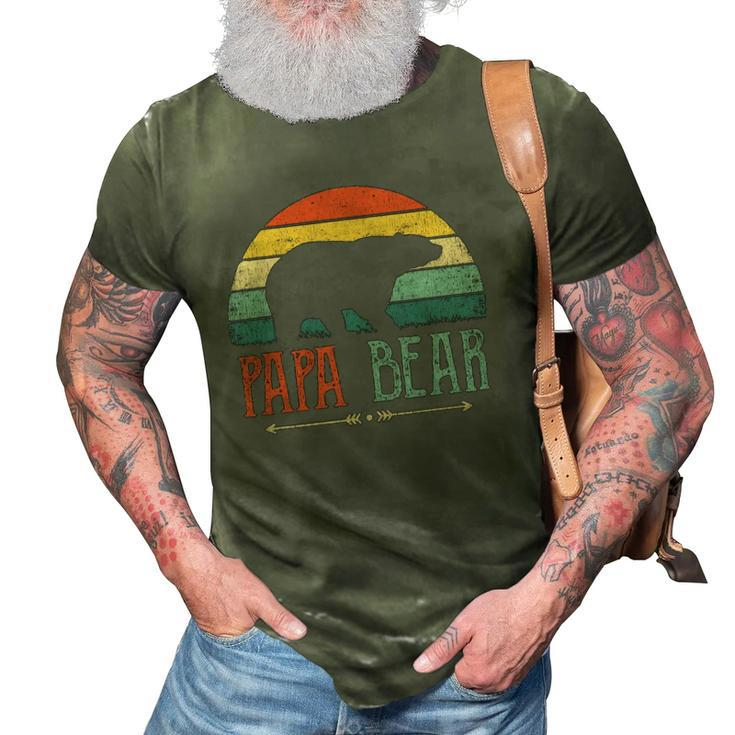 Mens Papa Bear Vintage Daddy Fathers Day Retro Dad 3D Print Casual Tshirt