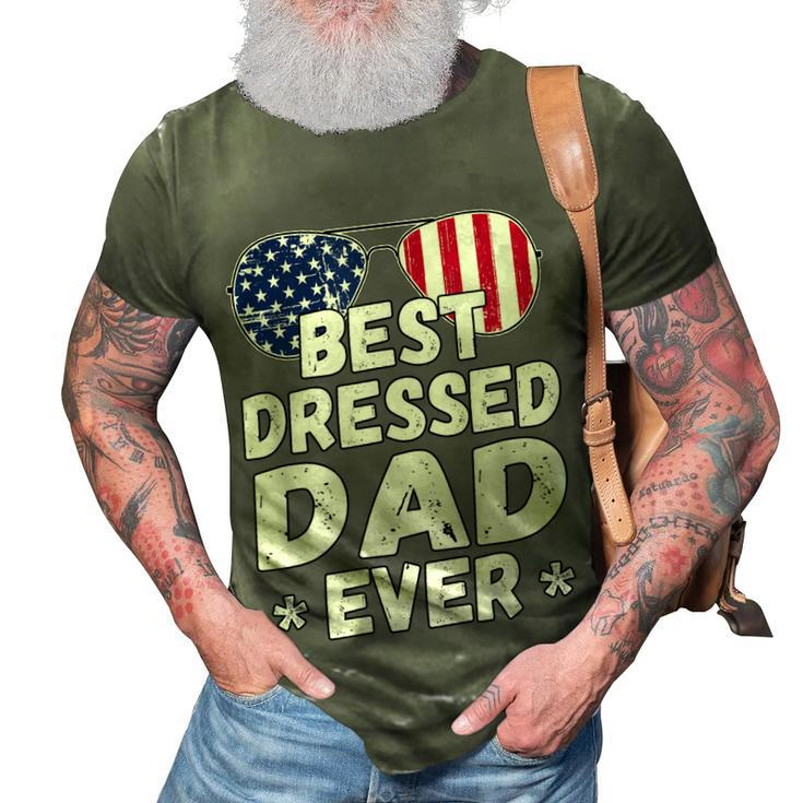 Mens Patriotic Dad  - Best Dad Ever 4Th Of July American Flag  3D Print Casual Tshirt
