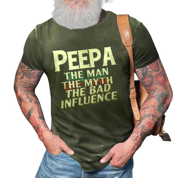 Mens Peepa Gift For The Man Myth Bad Influence Grandpa 3D Print Casual Tshirt