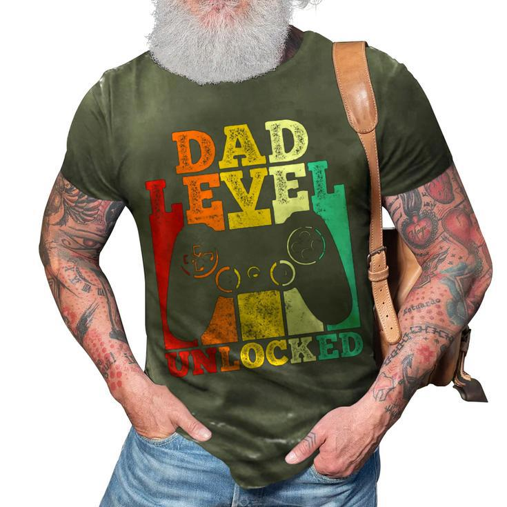 Mens Pregnancy Announcement Dad Level Unlocked Soon To Be Father  V2 3D Print Casual Tshirt