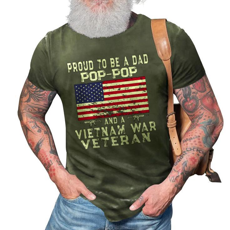 Mens Proud Dad Pop-Pop Vietnam War Veteran - Retro Us Flag Grandpa 3D Print Casual Tshirt