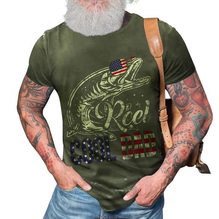 Mens Reel Cool Dad Sunglasses American Flag 4Th Of July Fishing  3D Print Casual Tshirt