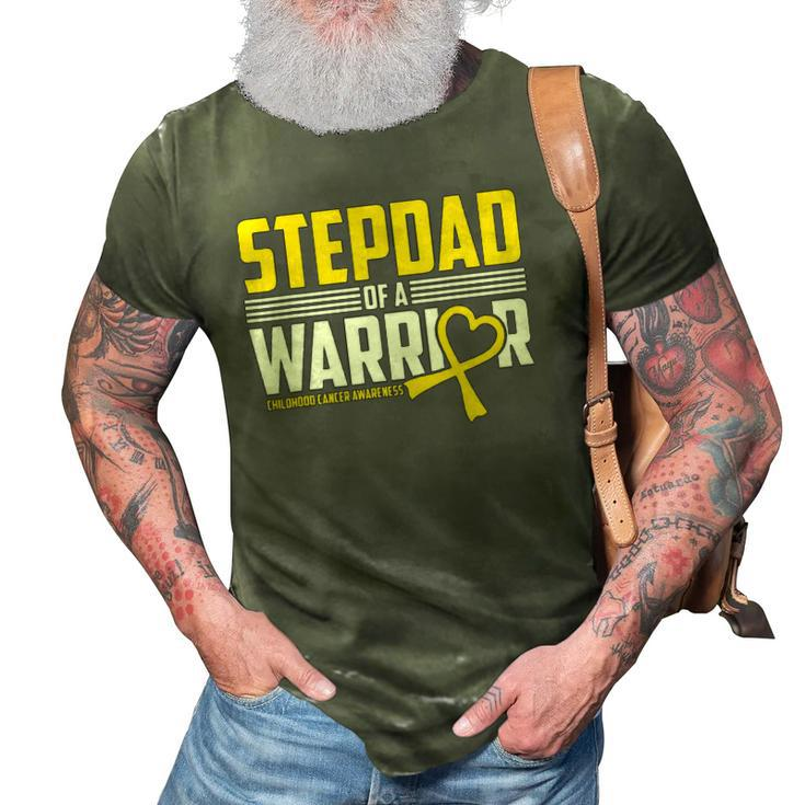 Mens Stepdad Childhood Cancer Awareness Survivor Ribbon Warrior 3D Print Casual Tshirt