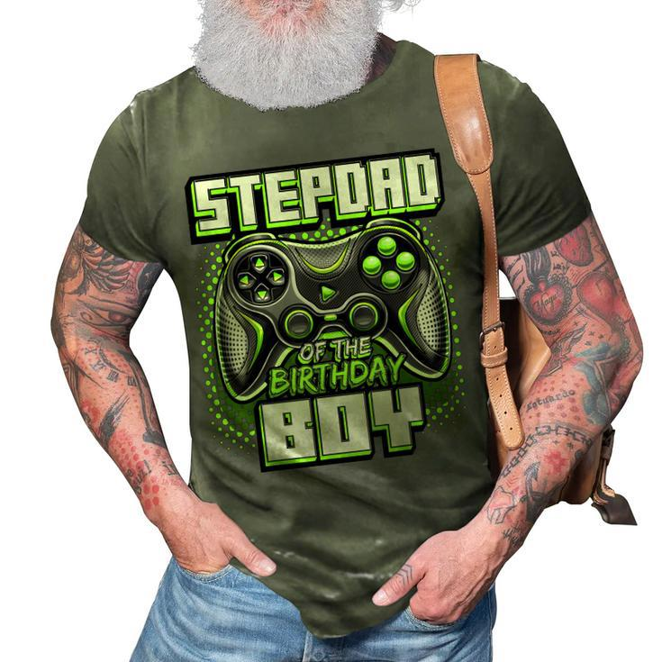 Mens Stepdad Of The Birthday Boy Matching Family Video Game Party  V2 3D Print Casual Tshirt