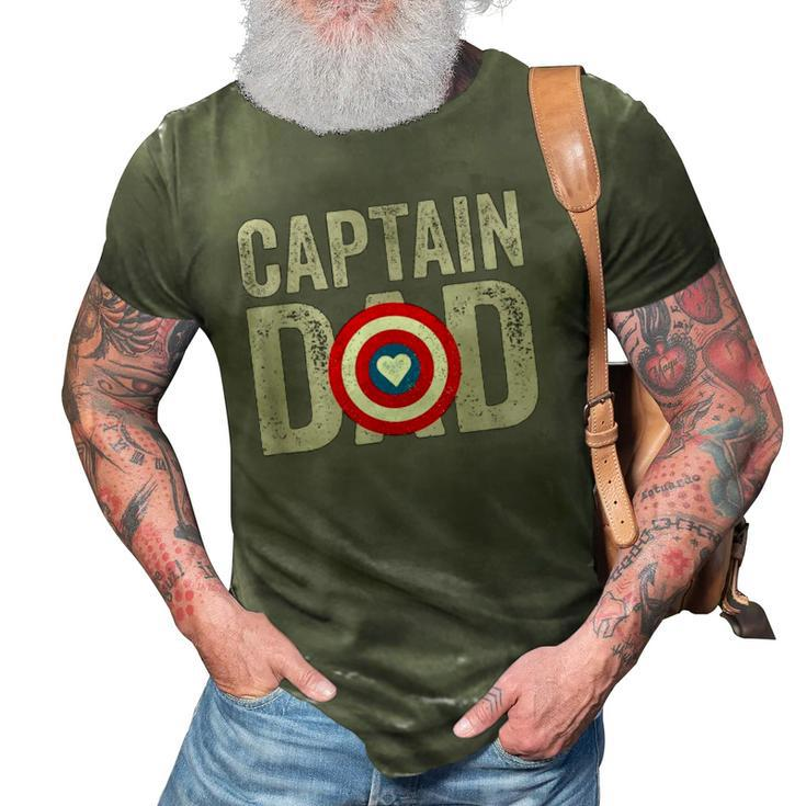 Mens Super Captain Dad Superhero 3D Print Casual Tshirt