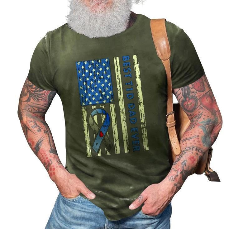 Mens T1d Dad Type 1 Diabetes American Flag Fathers Day Gift Idea 3D Print Casual Tshirt
