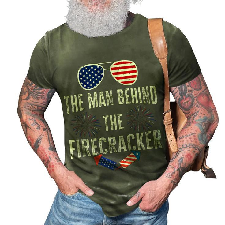 Mens The Man Behind The Firecraker 4Th Of July Pregnancy Dad  3D Print Casual Tshirt