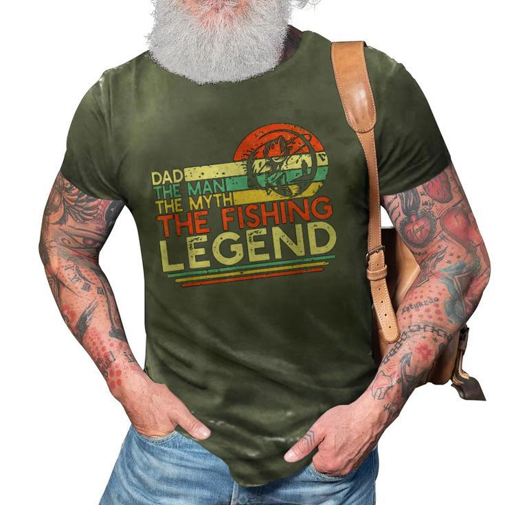 Mens Vintage Bass Fishing Dad Man The Myth The Legend Fisherman Classic 3D Print Casual Tshirt