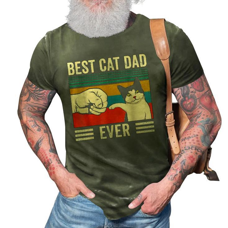 Mens Vintage Best Cat Dad Ever Bump Fit Classic 3D Print Casual Tshirt