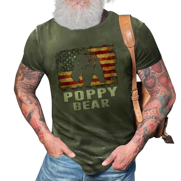 Mens Vintage Poppy Bear Poppy Fathers Day Dad Gift 3D Print Casual Tshirt