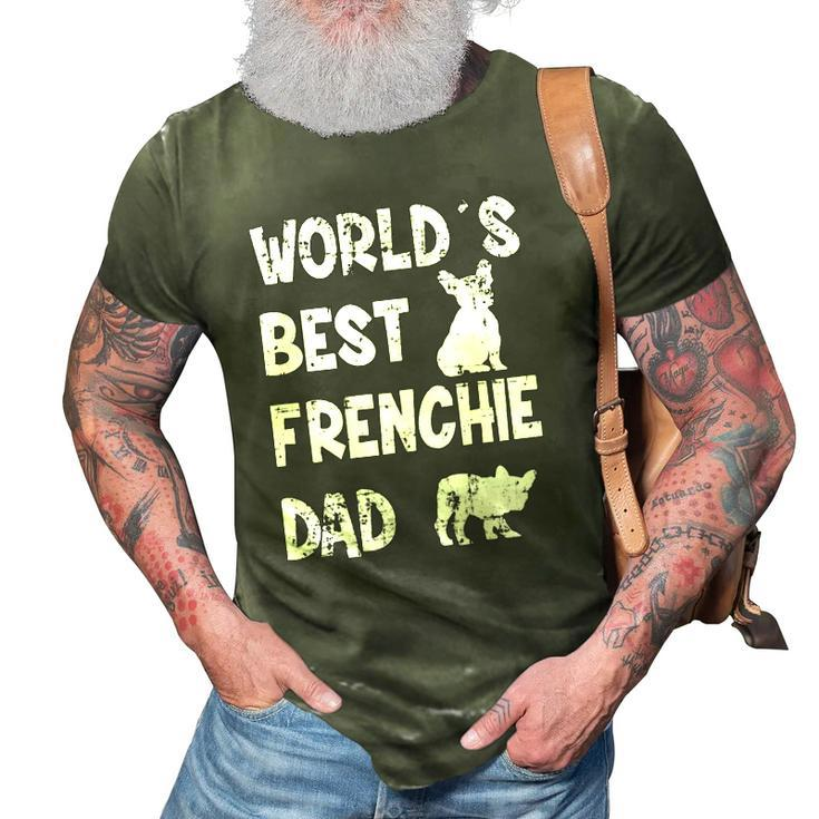 Mens Worlds Best Frenchie Dad French Bulldog Dog Lover 3D Print Casual Tshirt