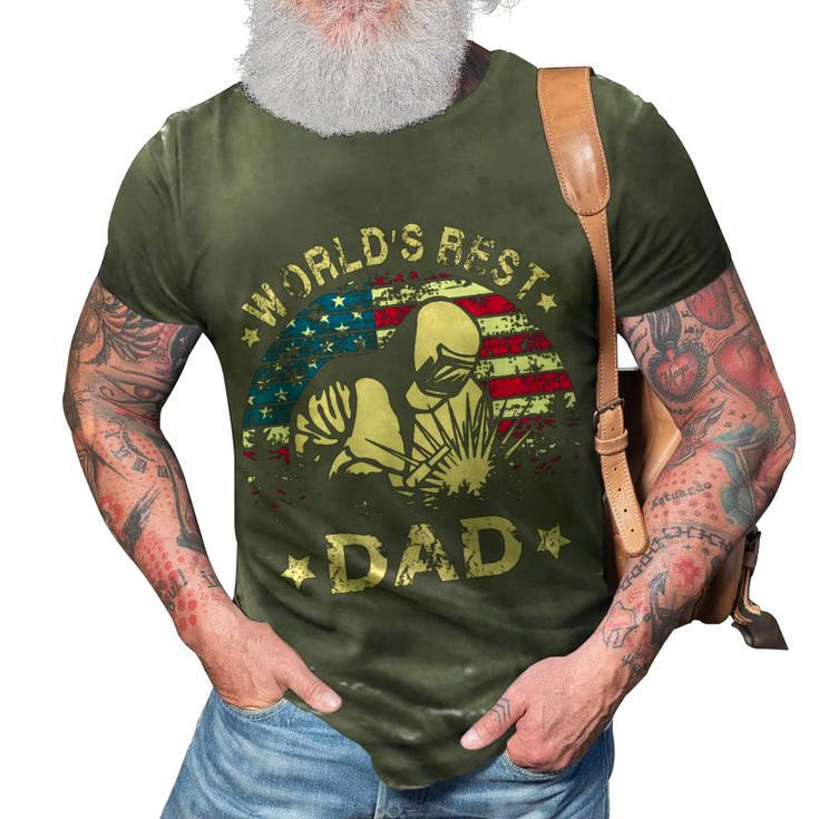 Mens Worlds Best Welder Dad T  4Th Of July American Flag 3D Print Casual Tshirt