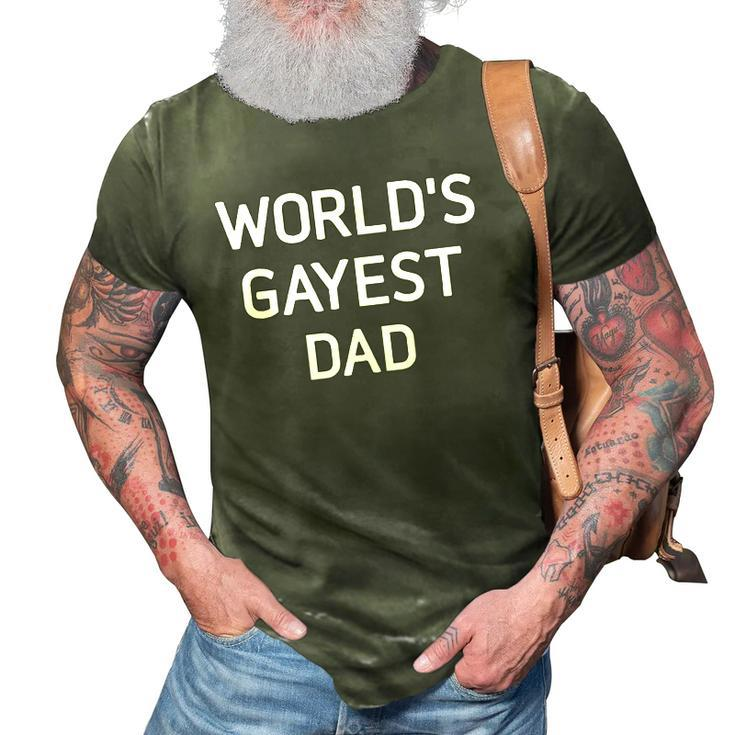 Mens Worlds Gayest Dad Bisexual Gay Pride Lbgt Funny 3D Print Casual Tshirt