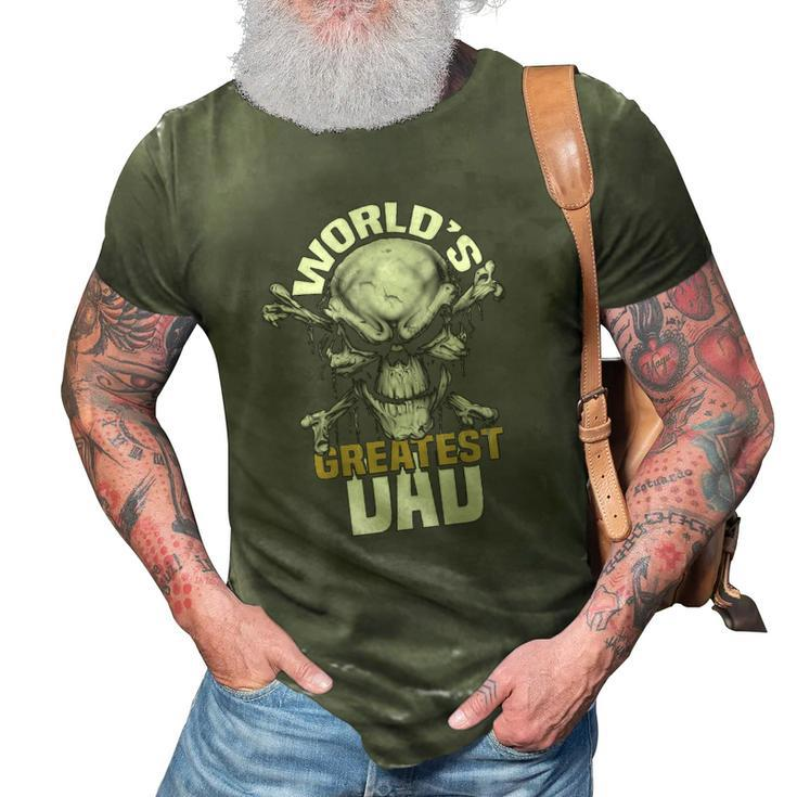 Mens Worlds Greatest Dad Skull 3D Print Casual Tshirt