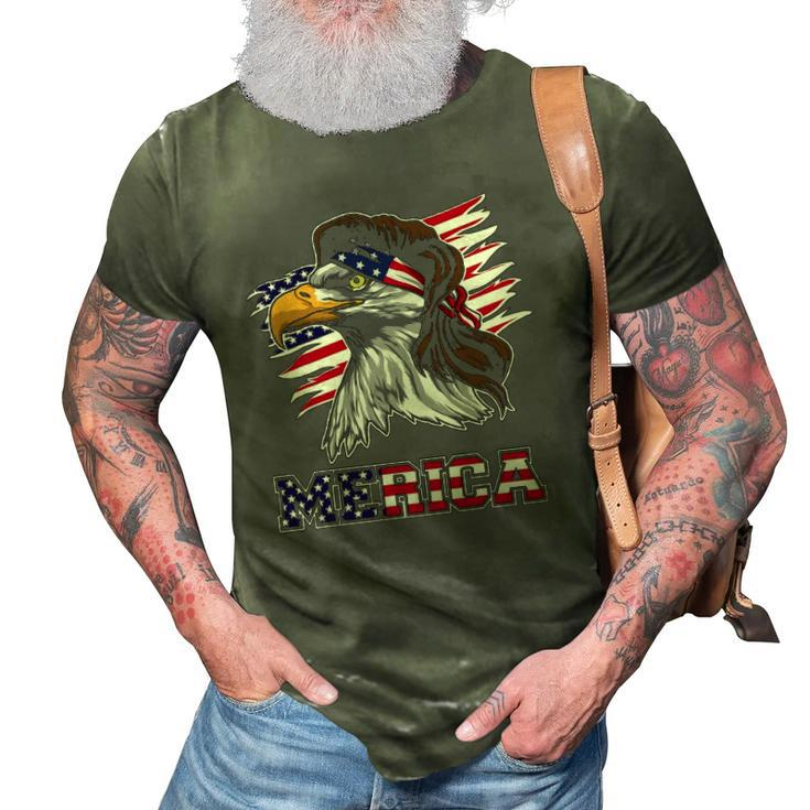 Merica American Bald Eagle Mullet Men Women Kids 3D Print Casual Tshirt