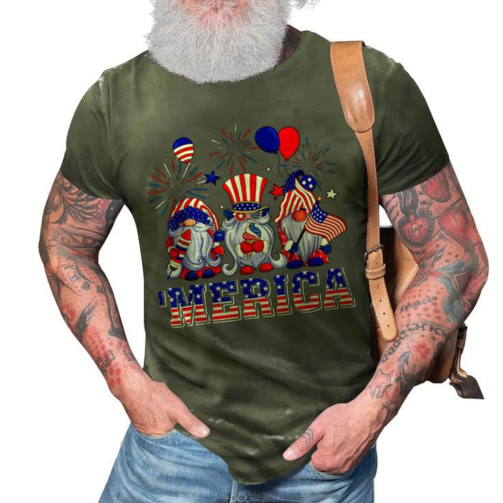 Merica Gnomes Happy 4Th Of July Us Flag Independence Day  3D Print Casual Tshirt