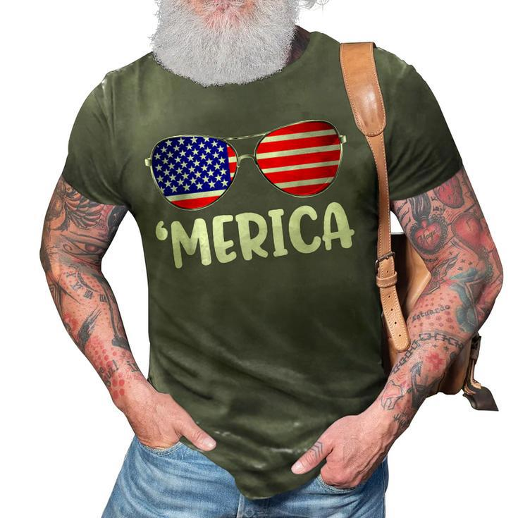 Merica Sunglasses 4Th Of July Boys Girls Men Women Usa Flag  3D Print Casual Tshirt