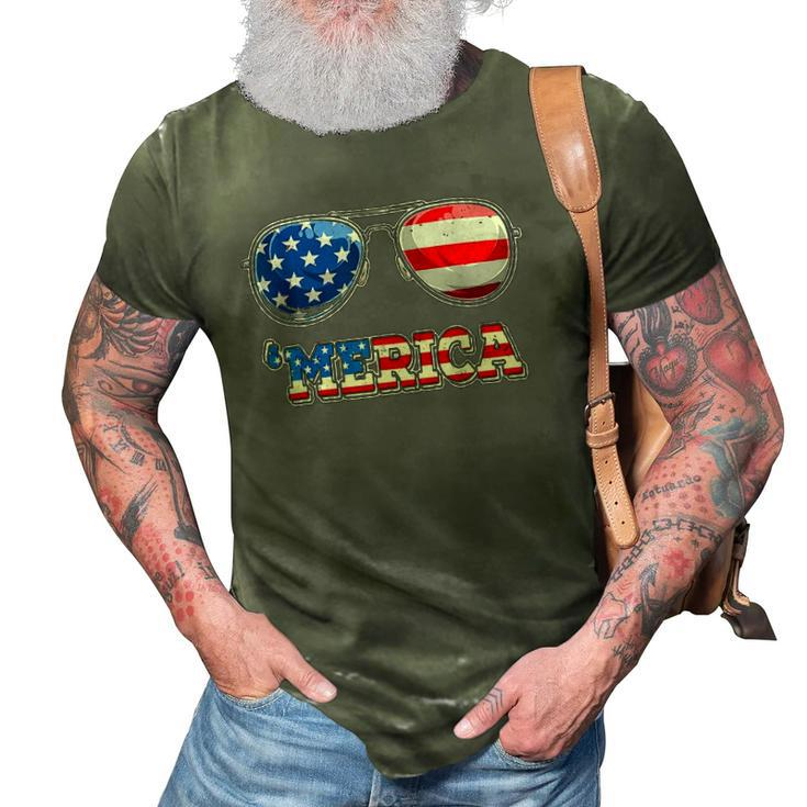 Merica Sunglasses 4Th Of July Funny Patriotic American Flag 3D Print Casual Tshirt