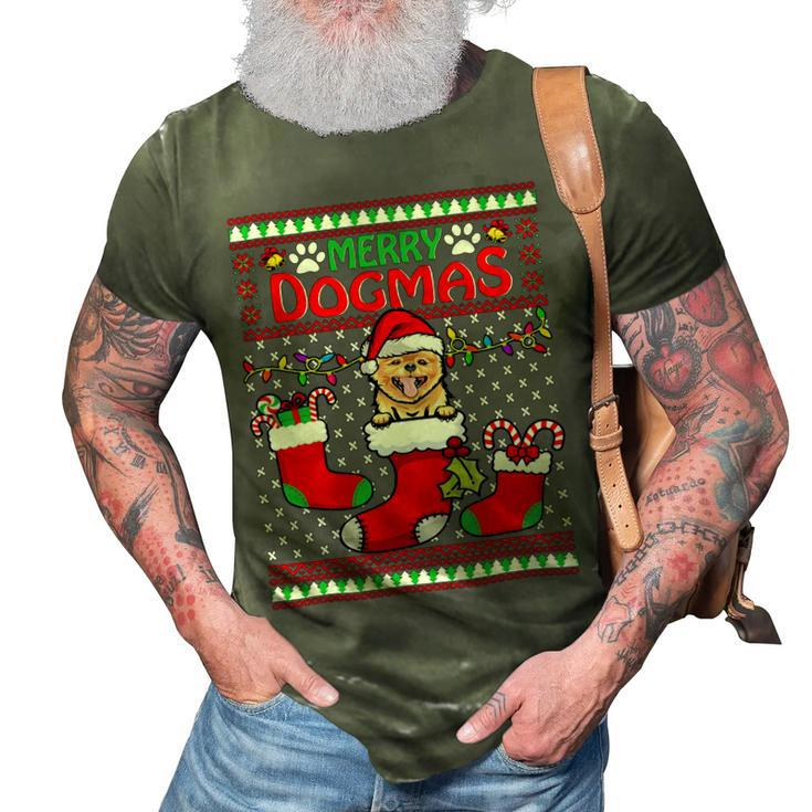 Merry Dogmas Pomeranian Dog Funny Ugly Christmas Xmas T-Shirt 3D Print Casual Tshirt