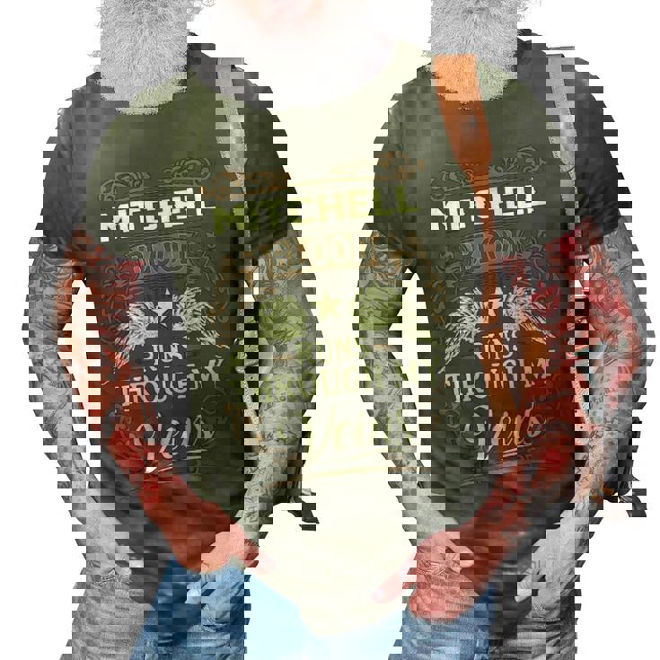 Mitchell Name Gift   Mitchell Blood Runs Throuh My Veins 3D Print Casual Tshirt