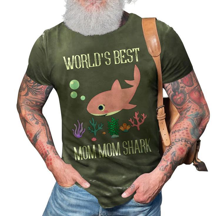 Mom Mom Grandma Gift   Worlds Best Mom Mom Shark 3D Print Casual Tshirt