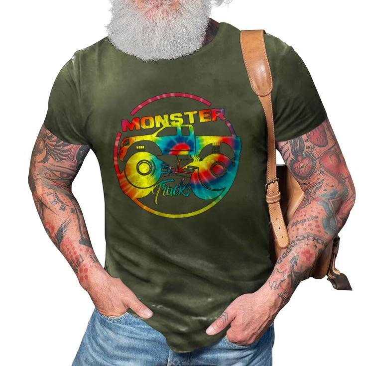 Monster Trucks Retro Tie Dye Off Road Lovers Gift 3D Print Casual Tshirt