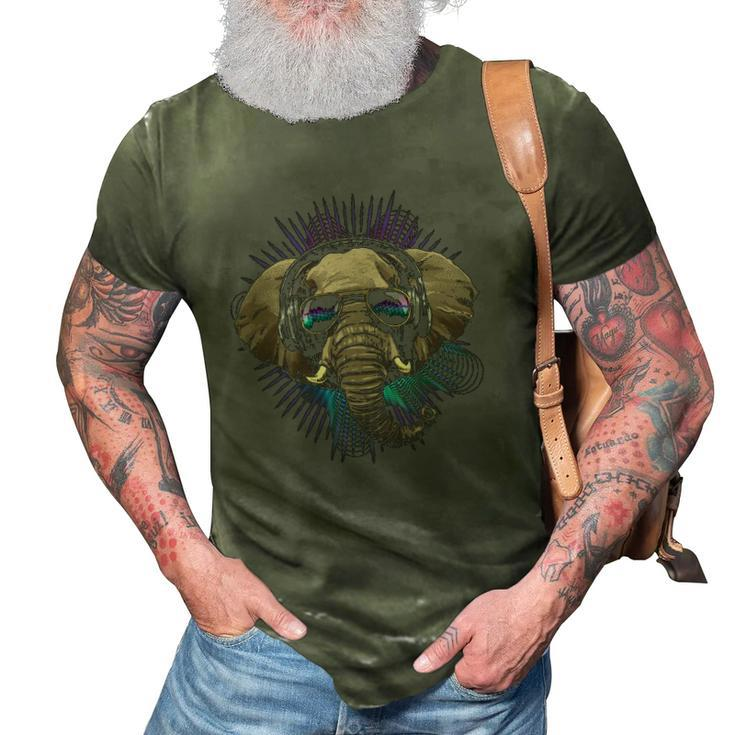 Music Elephant Dj With Headphones Musical Elephant Lovers 3D Print Casual Tshirt