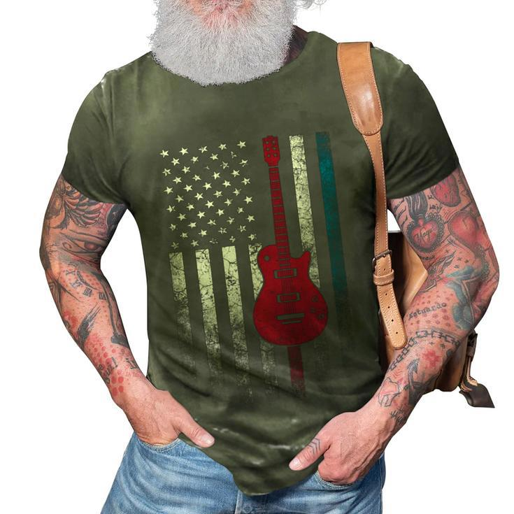 Musician Guitar Music 4Th Of July American Flag Usa America  3D Print Casual Tshirt