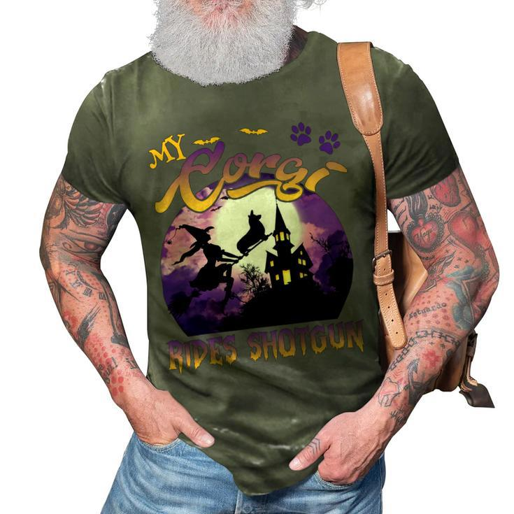 My Corgi Rides Shotgun Cool Halloween Protector Witch Dog V2 3D Print Casual Tshirt